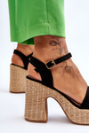 Comfortable Suede Sandals On A Chunky Heel Black Elishia