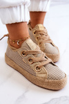 Women's Braided Sneakers Big Star JJ274392 Beige and Gold