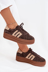 Women's Platform Sneakers Made Of Natural Suede Chocolate Eldira