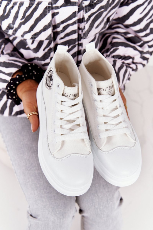 Women's High Sneakers On A Platform White Nice Girl