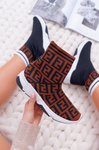 Women's Sports Shoes High Sock Brown Press