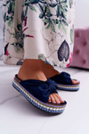 Women's Flip-Flops With Doodles Thick Soles Navy Blue Milady