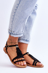 Women's Flat Suede Boho Sandals Black Lucami