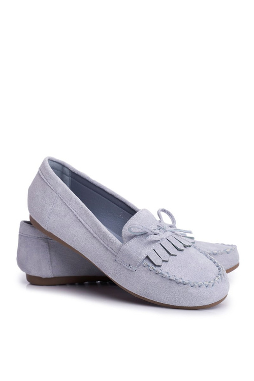 Women's Suede Moccasins Blue Velucci