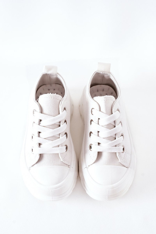 Children's Sneakers On A Platform White Travel Time