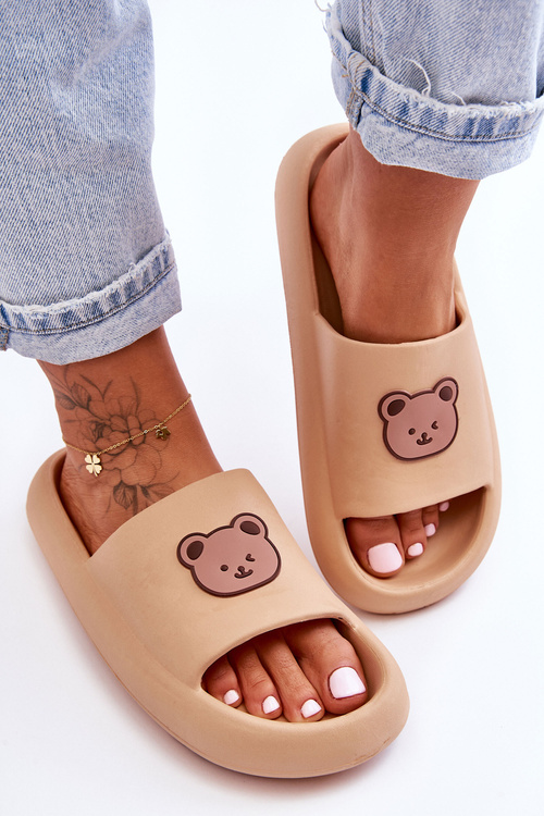 Light Women's Foam Slippers With Teddy Bear Beige Lia