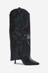 High Heeled Boots With Rolled Up Shaft Black Bellinna