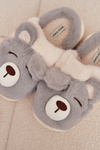 Furry slippers with bear motif gray Galine