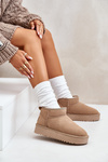 Women's Suede Snow Boots On Platform Beige Nereviana