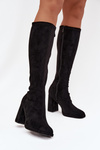 Women's Boots with Stitching on Block Heel Black Brivana