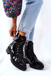 Insulated Lacquered Boots Black Colira