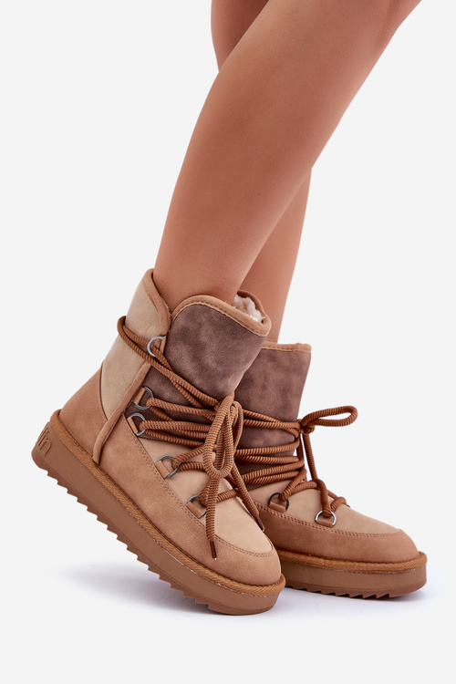 Damskie Śniegowce Z Wiązaniem Na Platformie Camel D.Franklin DFSH370013