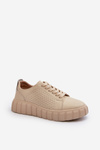 Women's Leather Platform Sneakers Beige Eselmarie