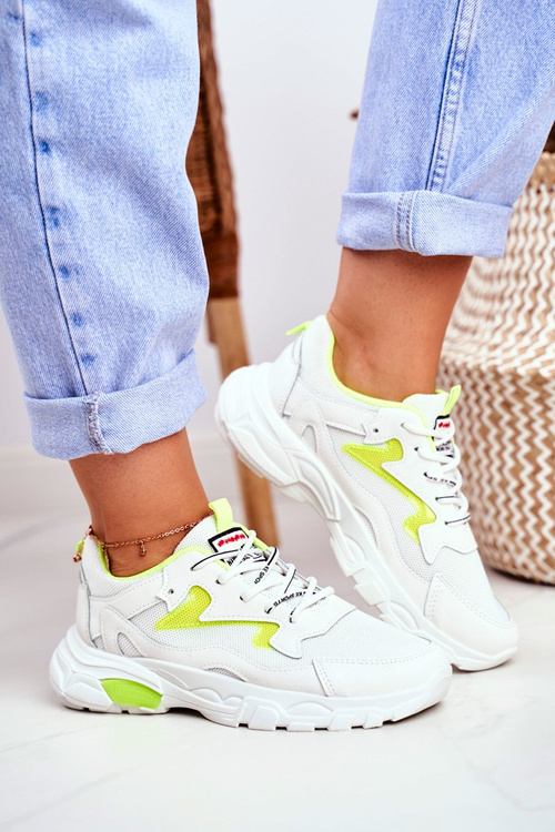 Sport Women White Shoes Lu Boo Yellow Dazzle Me