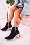 Women's Boots On Silver Block Heel Suede Black Norah