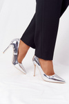 Elegant Patent Leather High Heels Lu Boo Silver