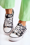 Women's Low Sneakers With Flowers Black Janey
