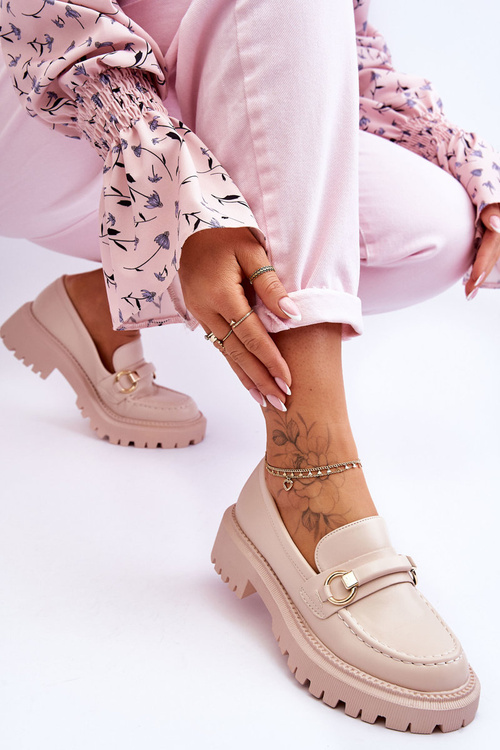 Women's Loafers On A Massive Platform Beige Calypso