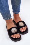 Women Slippers With Golden Decoration Black Kaliora