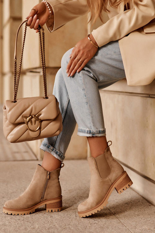 Low Classic Suede Ankle Boots Beige Lalyllis