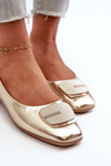 Women's Eco Leather Ballerina Flats with Gold Embellishment Edoslli