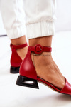 Leather Sandals On Golden Heel Laura Messi 2143 Red