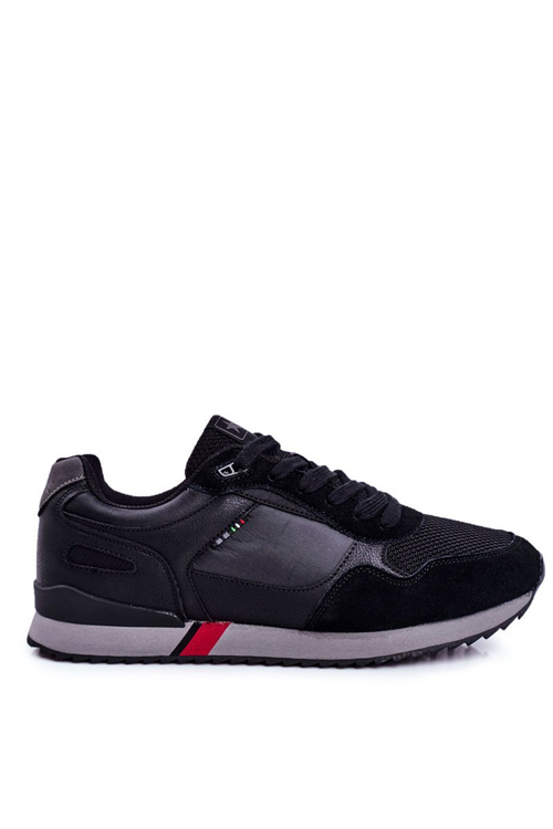Men's Sport Shoes Suede Leather Black Fonsi