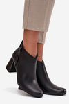 Leather Insulated Ankle Boots on Heel Black Ivessara
