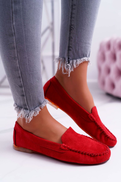 Sergio Leone Women's Suede Red Winted Moccasins