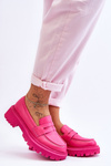 Leather Slip-On Platform Loafers Pink Riverside 