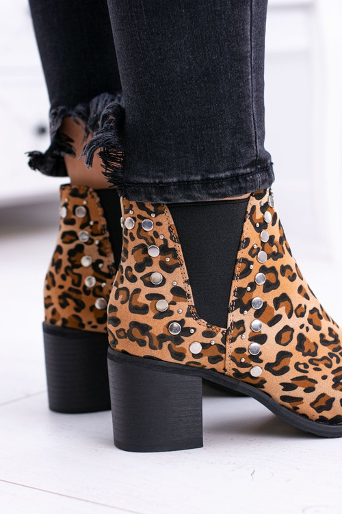 Women's Savage Rivet Leather Stiletto Boots with Panther Stiletto heel