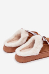 Women's slippers with fur and bow brown Fenella