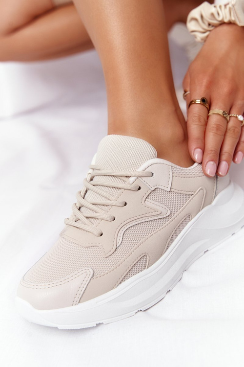 Women's Sneakers On A Chunky Sole Beige Delusion