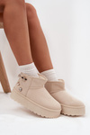Women's Snow Boots on Platform with Buckles Light Beige Maelle
