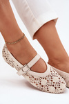 Perforated Ballerinas With Strap Beige Orphali