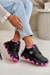 Warm Women's Sports Shoes Lace-up Platform Black Bialoa