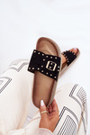 Women's Platform Sandals With Buckle And Studs Black Nusithia