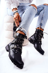 Leather Strapless Boots with Animal Pattern Black Kepherine