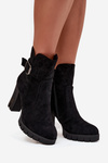 Women's heeled ankle boots with buckle lined black Selisse