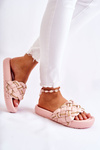 Women's Leather Slippers With A Chain Pink Soline