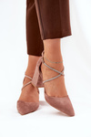 Pumps With Pointed Toes And Decorated Straps On A Heel Dark Beige Verithas