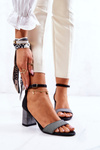 Leather Sandals On A Bar Black And Silver Lorene