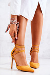 Suede Design High Heels Yellow Loveth