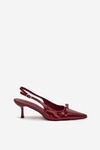 Patent leather pumps with heel with bow burgundy Olvena