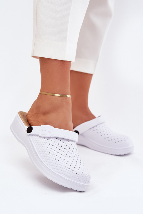 Damskie Chodaki Klapki Lekkie Piankowe Białe Faylina