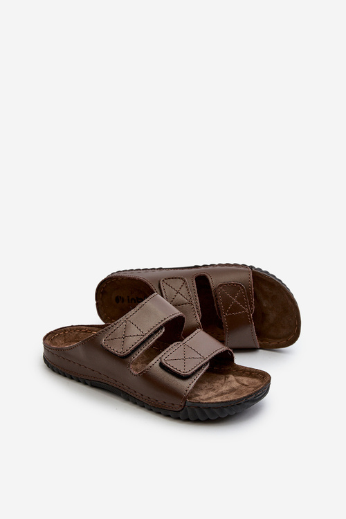 Comfortable Men's Flip-Flops with Velcro Straps Inblu FM00001U Dark Brown