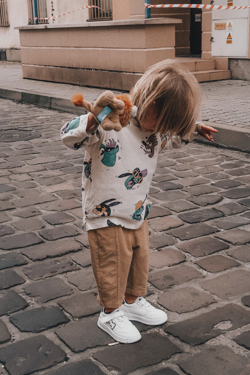 Children's Sports Shoes With Velcro White Black Santi