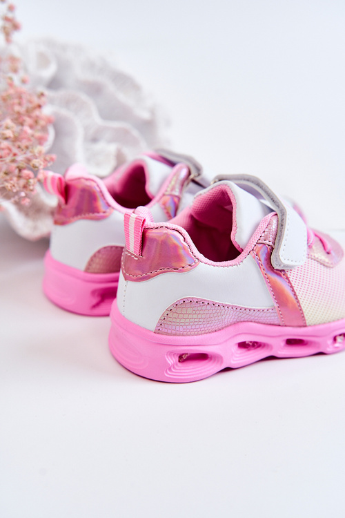 Children's Leather Sports Shoes White-Pink Loopsy