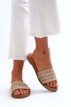 Women's Sandals with Woven Strap on Flat Heel Beige Radians
