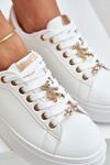 Eco Leather Sneakers With Embellishments White-Gold Enalirae